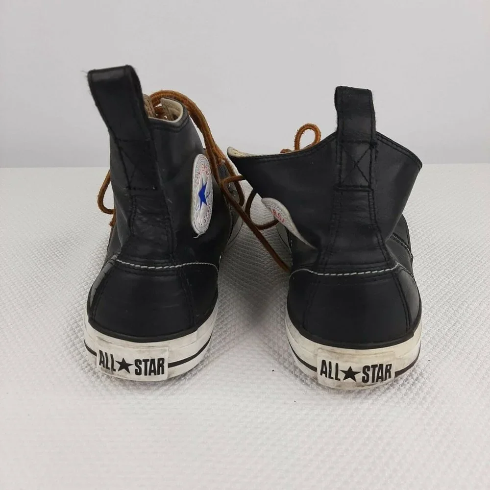 Converse Chuck Taylor Classic Boot High Black Leather Mens Size 10 Moc Toe - Picture 5 of 7